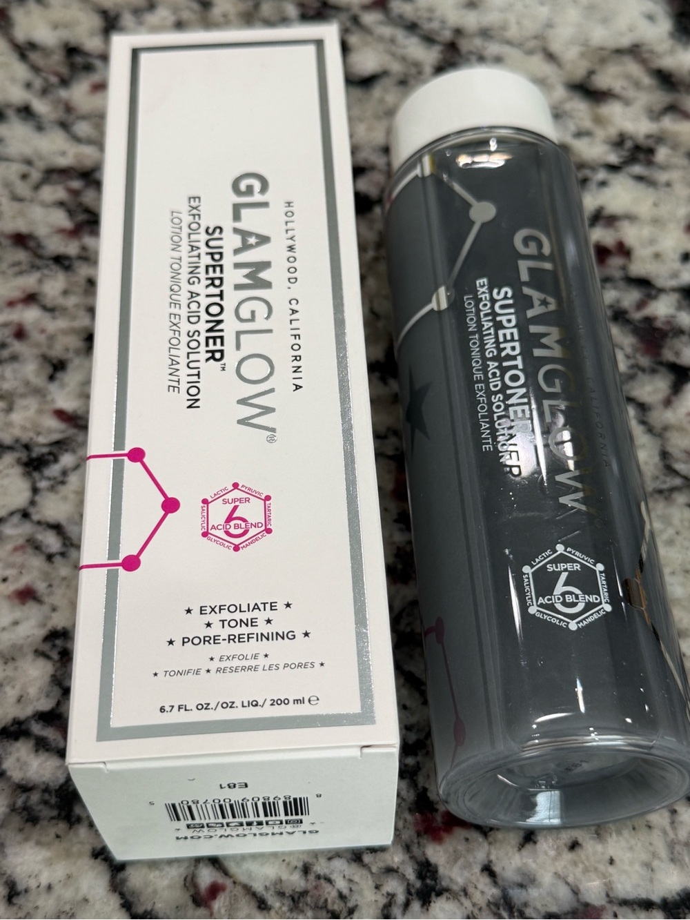 GLAMGLOW Supertoner Exfoliating Solution New in Box! 6.7oz Full Size!